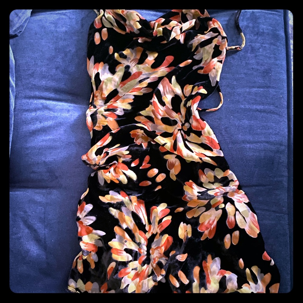 Rat & Boa Black Floral Mini Dress with Orange and Cream Accents - Picture 3 of 9